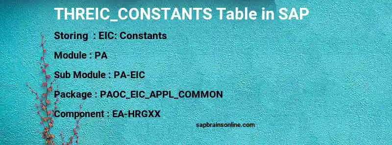 SAP THREIC_CONSTANTS table