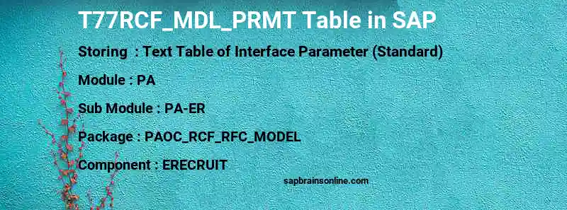SAP T77RCF_MDL_PRMT table