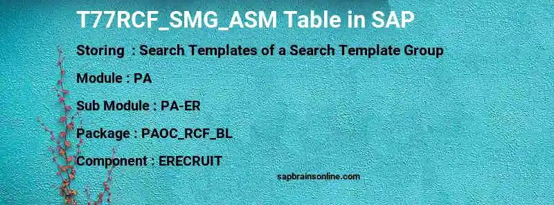 SAP T77RCF_SMG_ASM table