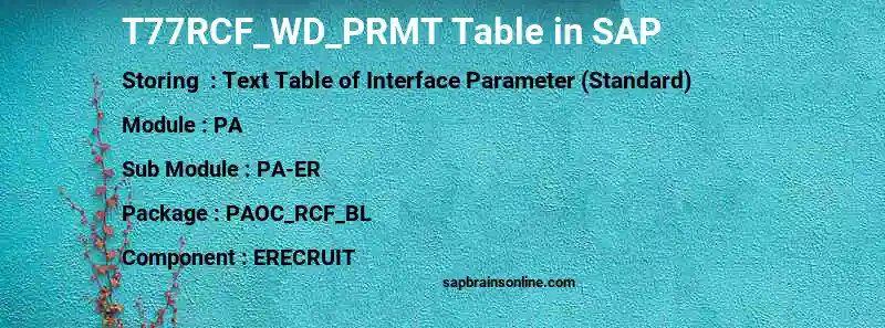 SAP T77RCF_WD_PRMT table