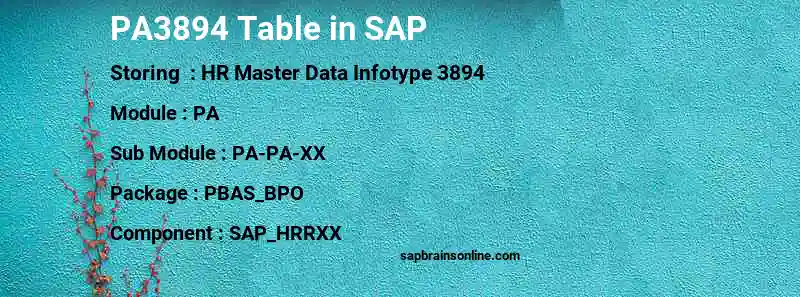 SAP PA3894 table