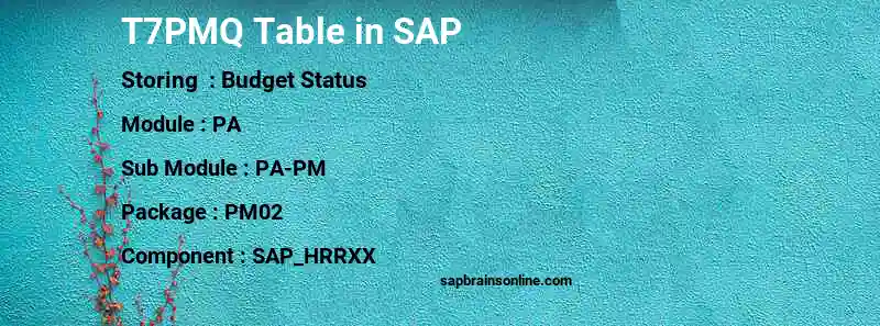 SAP T7PMQ table