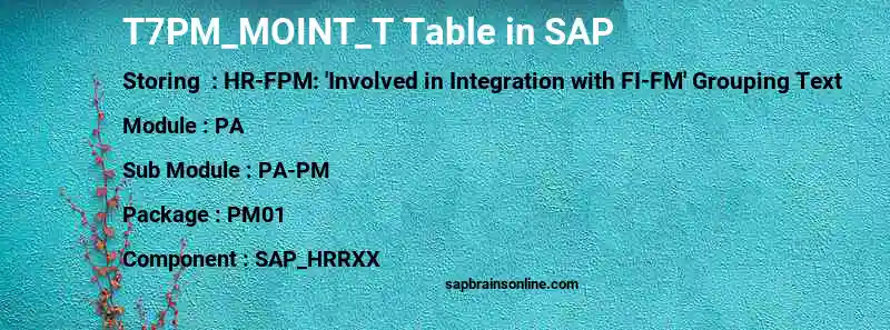 SAP T7PM_MOINT_T table
