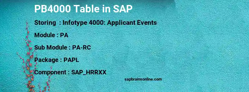 SAP PB4000 table