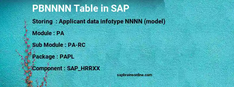 SAP PBNNNN table