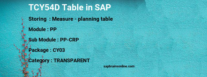 SAP TCY54D table