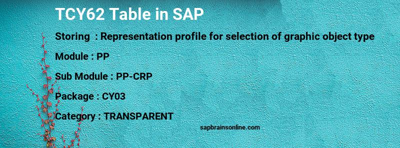 SAP TCY62 table