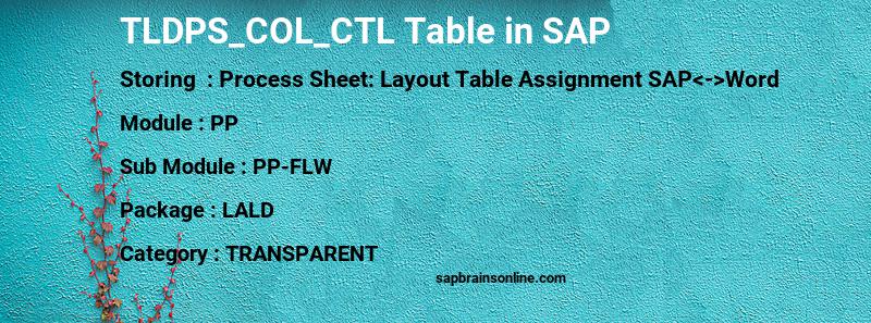 SAP TLDPS_COL_CTL table
