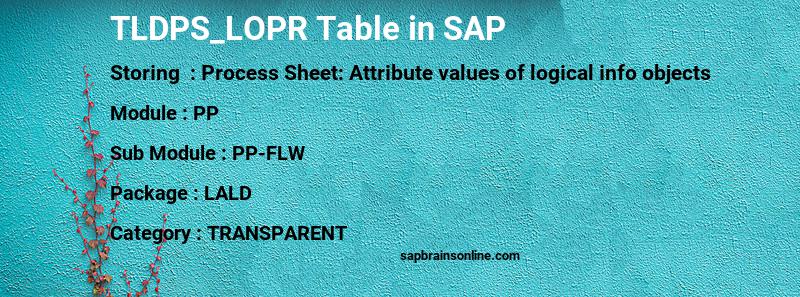 SAP TLDPS_LOPR table