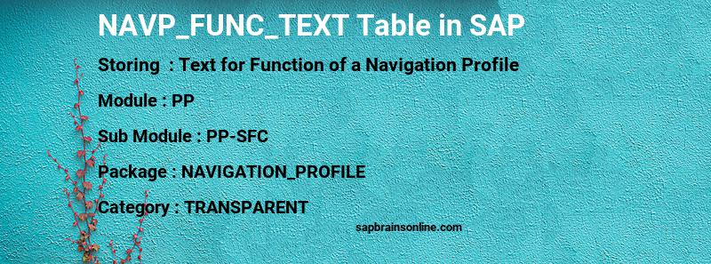 SAP NAVP_FUNC_TEXT table