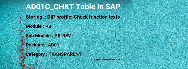 SAP AD01C_CHKT table