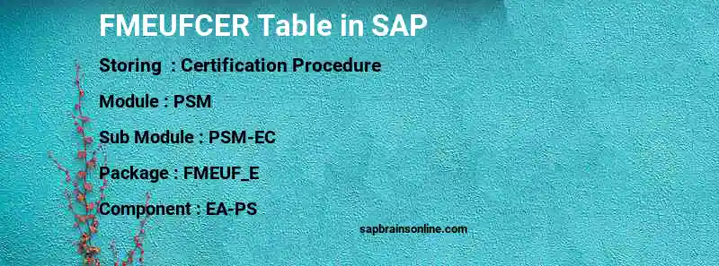 SAP FMEUFCER table