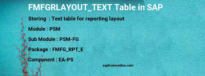 SAP FMFGRLAYOUT_TEXT table