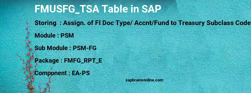 SAP FMUSFG_TSA table