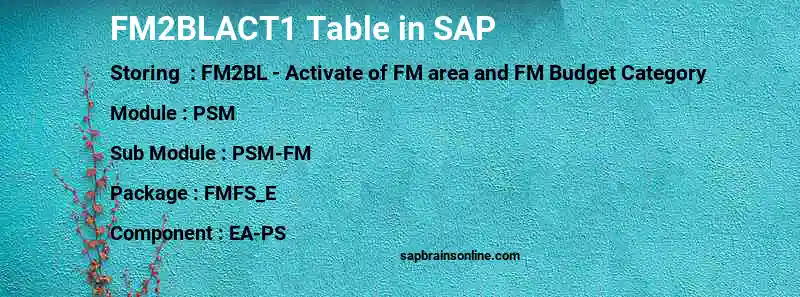 SAP FM2BLACT1 table