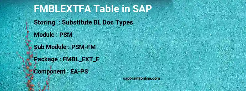 SAP FMBLEXTFA table