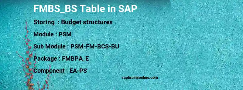 SAP FMBS_BS table