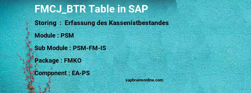 SAP FMCJ_BTR table