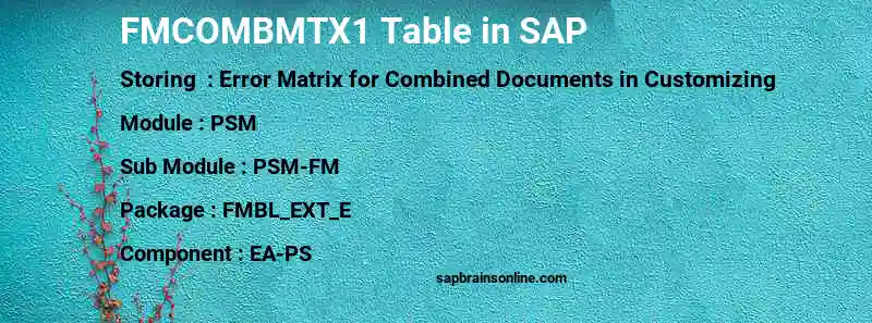 SAP FMCOMBMTX1 table