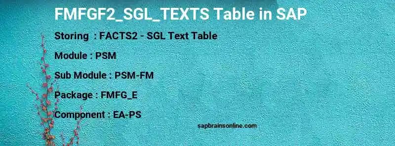 SAP FMFGF2_SGL_TEXTS table