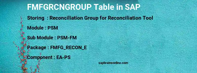 SAP FMFGRCNGROUP table