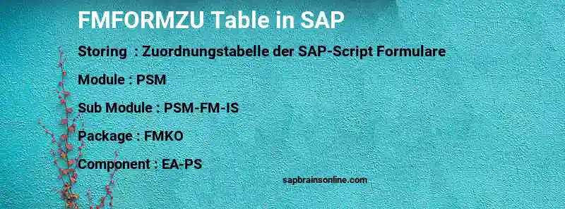SAP FMFORMZU table