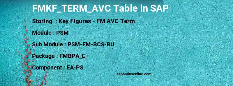 SAP FMKF_TERM_AVC table