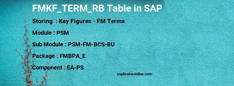 SAP FMKF_TERM_RB table
