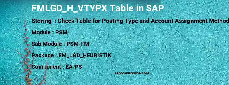 SAP FMLGD_H_VTYPX table