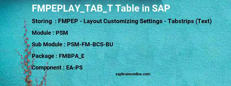 SAP FMPEPLAY_TAB_T table