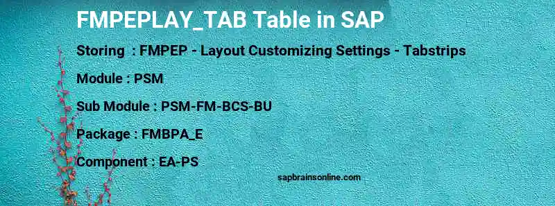 SAP FMPEPLAY_TAB table