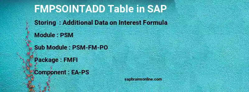 SAP FMPSOINTADD table