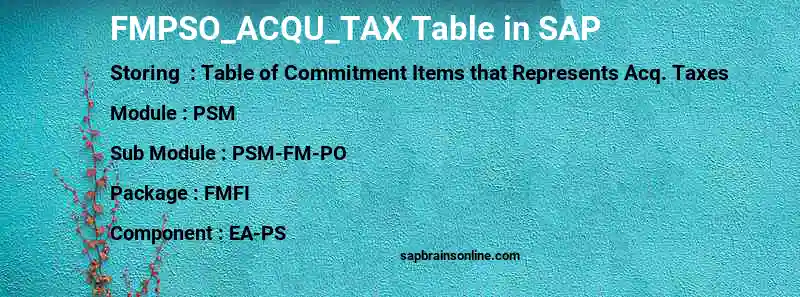 SAP FMPSO_ACQU_TAX table