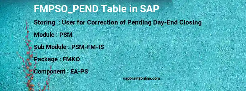 SAP FMPSO_PEND table