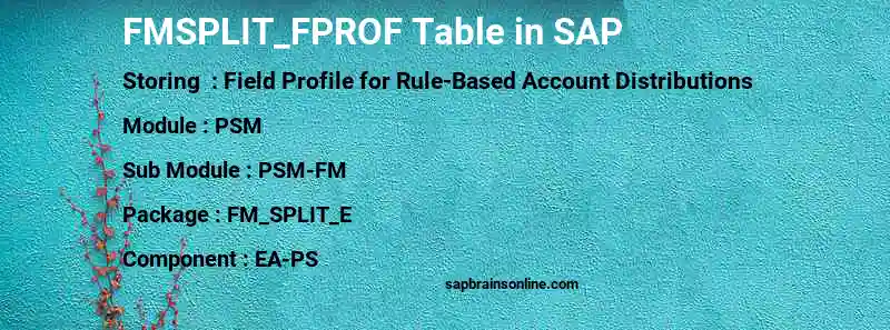 SAP FMSPLIT_FPROF table