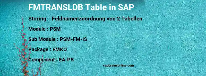 SAP FMTRANSLDB table