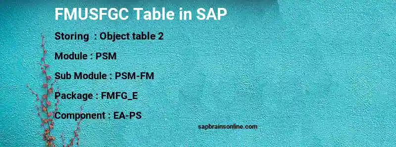 SAP FMUSFGC table