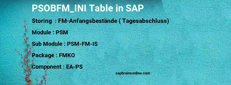 SAP PSOBFM_INI table