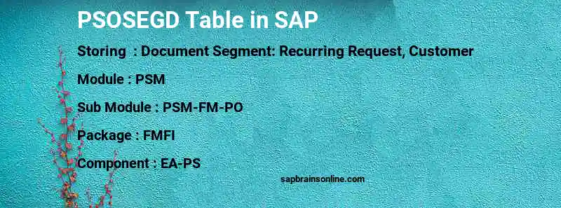 SAP PSOSEGD table