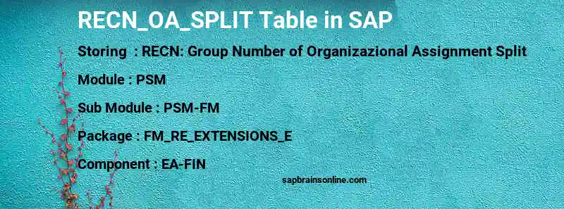 SAP RECN_OA_SPLIT table
