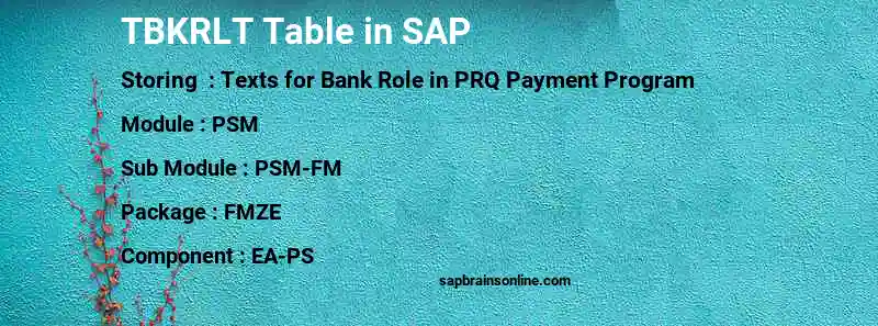 SAP TBKRLT table