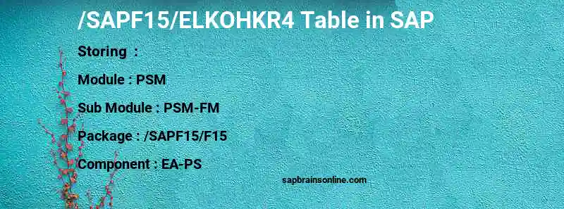 SAP /SAPF15/ELKOHKR4 table