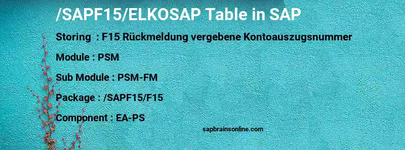 SAP /SAPF15/ELKOSAP table