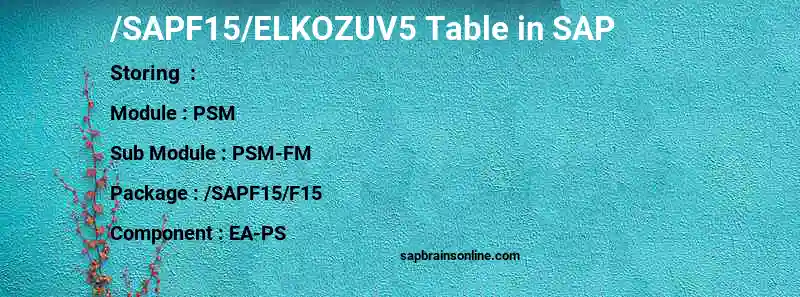 SAP /SAPF15/ELKOZUV5 table