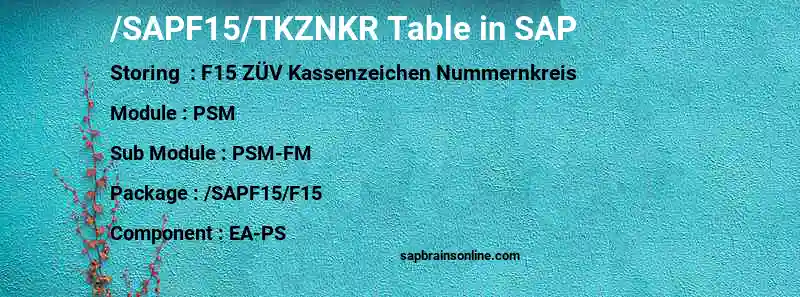 SAP /SAPF15/TKZNKR table