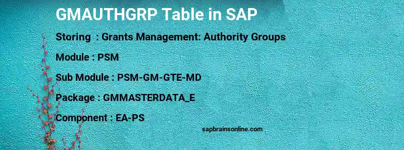 SAP GMAUTHGRP table