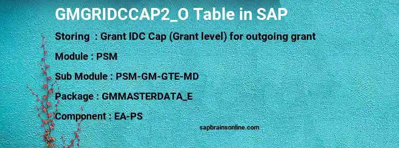 SAP GMGRIDCCAP2_O table