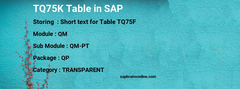SAP TQ75K table