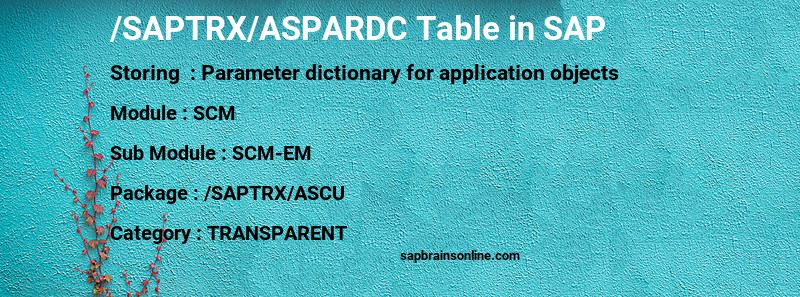 SAP /SAPTRX/ASPARDC table