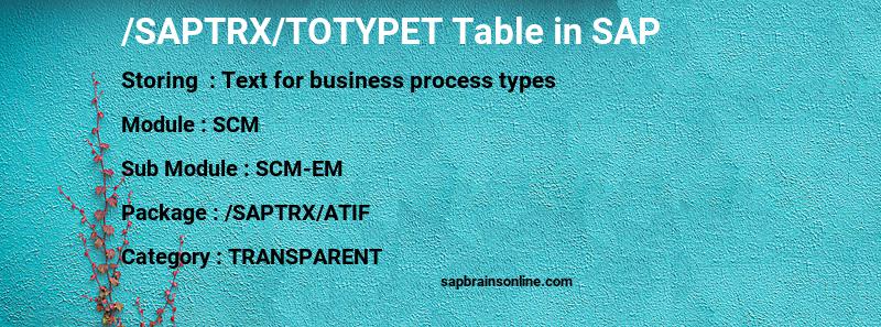 SAP /SAPTRX/TOTYPET table